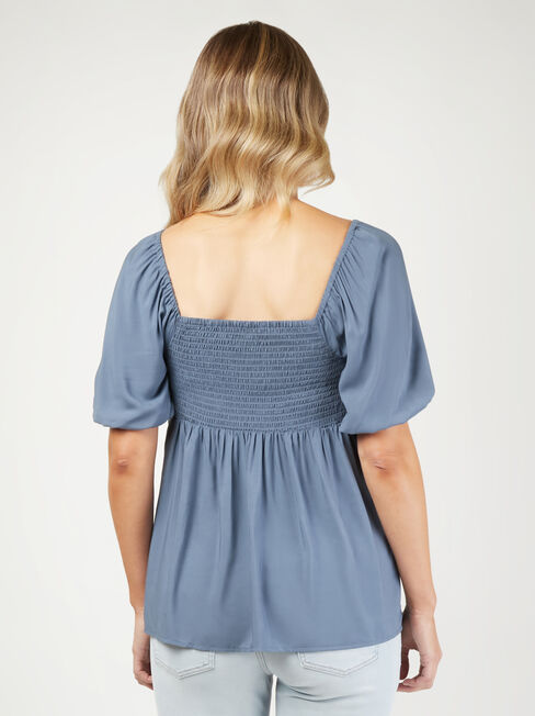 Charlie Maternity Tie Front Top, Blue, hi-res