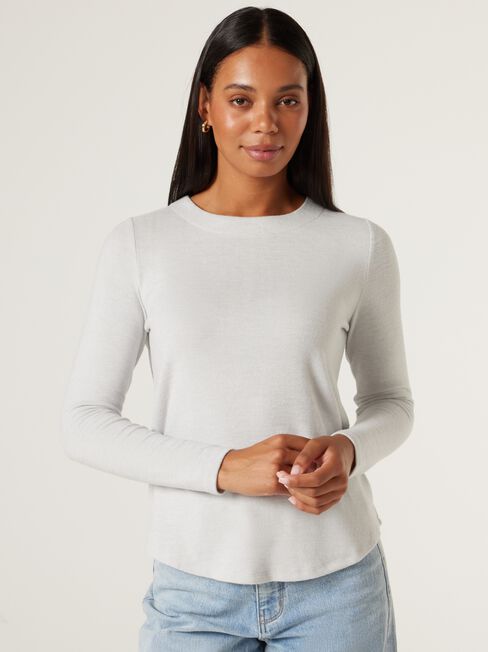 Sia Soft Touch Curved Hem Pullover, Grey Marle, hi-res