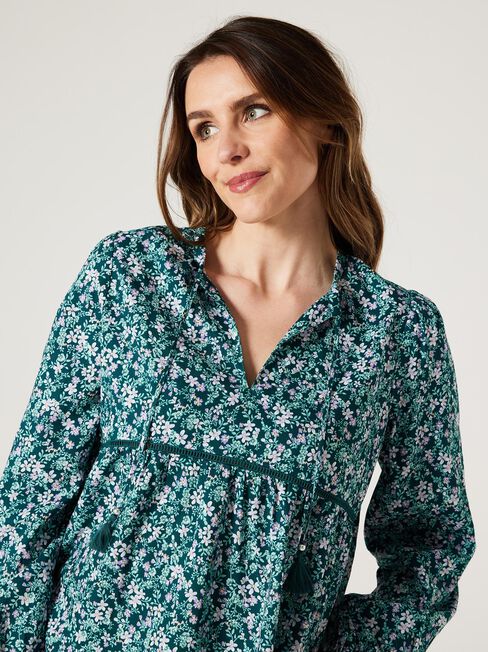 Aurelia Blouse, Green Blossom, hi-res