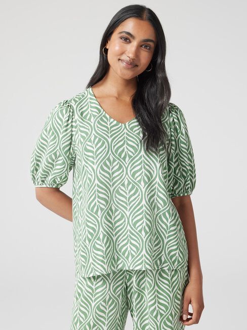 Maya V-Neck Top, Green, hi-res