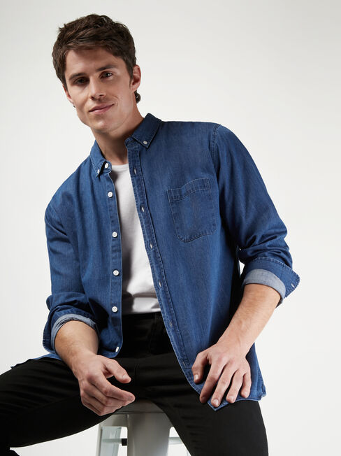 LS Rex Chambray Shirt, Blue, hi-res