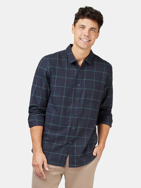 Anton Brushed Check Shirt, Blue, hi-res