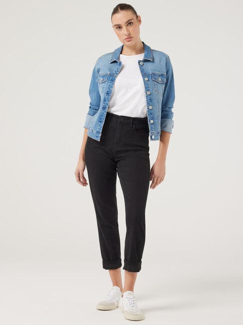 Classic Stretch Denim Jacket, Light Vintage, hi-res