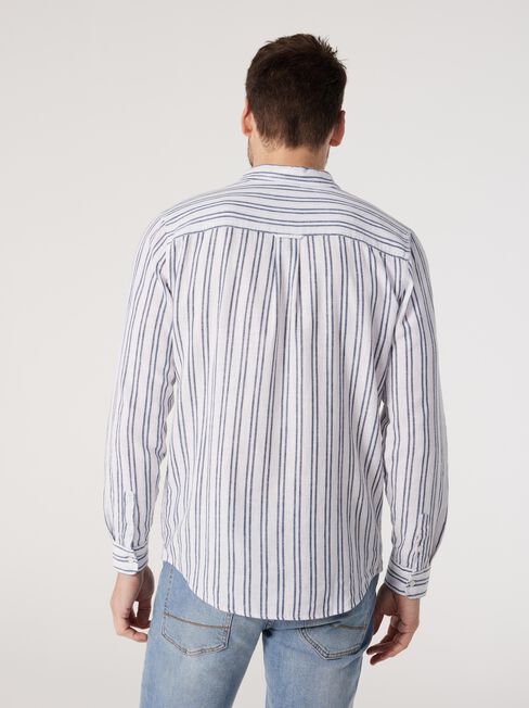 LS Hank Stripe Linen Shirt, White, hi-res