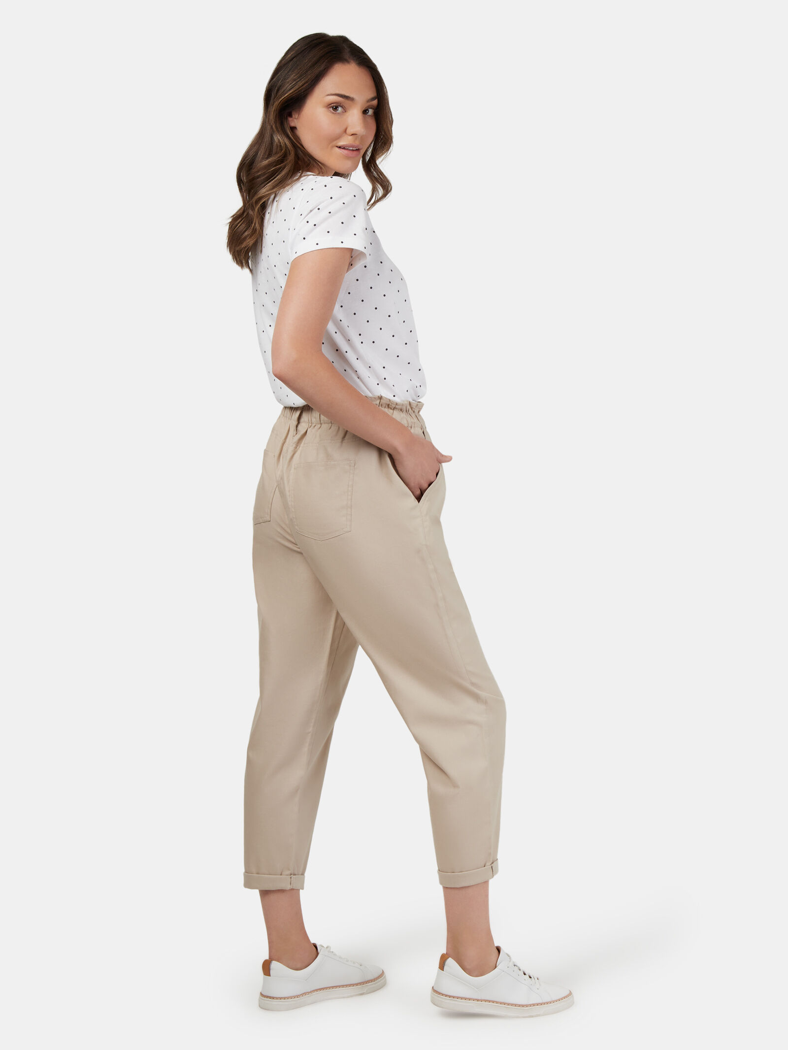Beige paperbag pants clearance