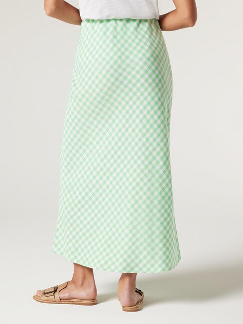 Tiana Slip Skirt, Green Gingham, hi-res