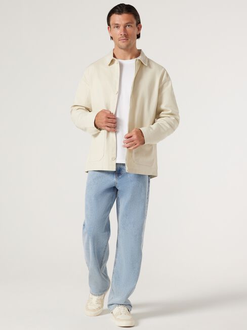 Kyoto Twill Overshirt, Chalk, hi-res