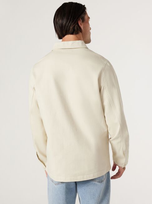 Kyoto Twill Overshirt, Chalk, hi-res