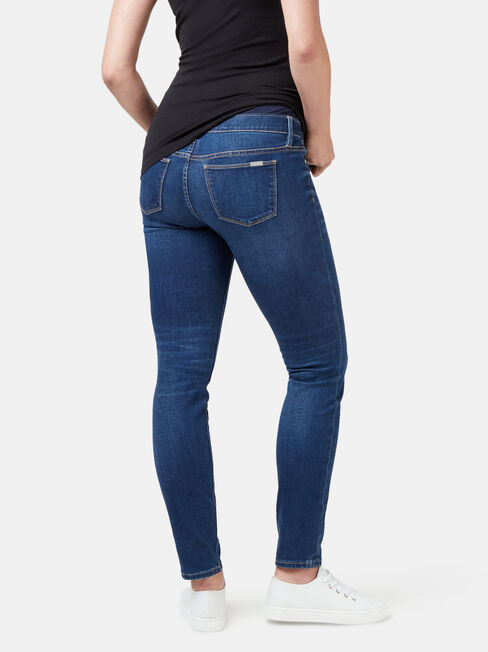 Maternity Skinny Jeans, Mid Indigo, hi-res