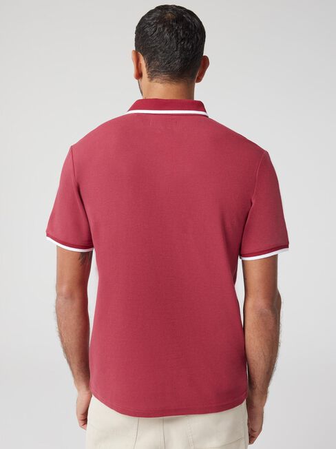 Nash Tipped Short Sleeve Polo, Red, hi-res