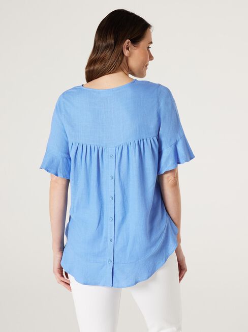 Alivia Ruffle Hem Top, Sapphire, hi-res