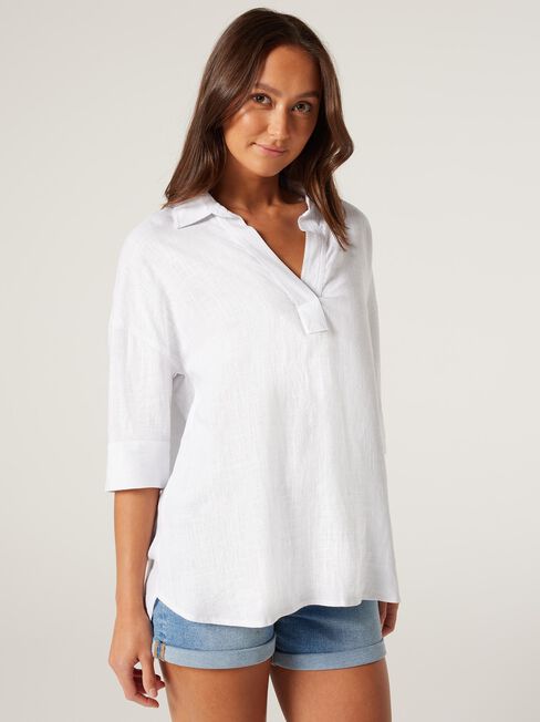 Violet Tunic Shirt, White, hi-res