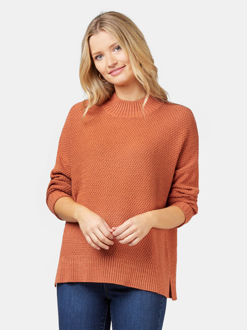 Sage Seed Stitch Pullover, Red, hi-res