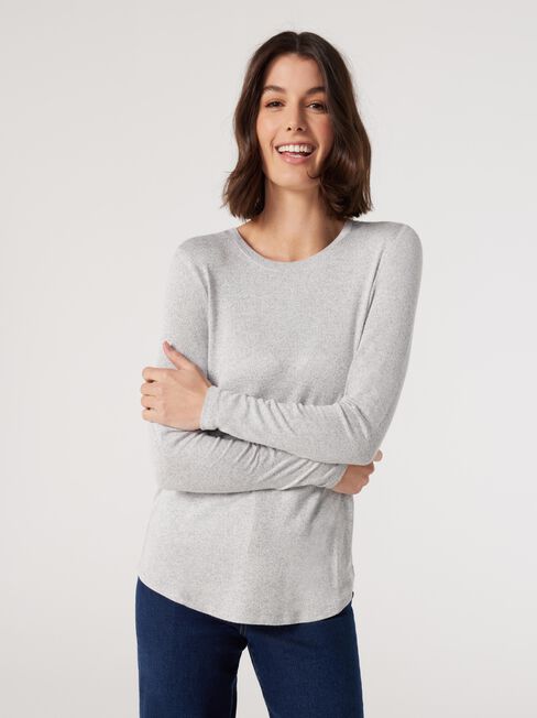 Lottie Soft Touch Curve Hem Pullover, Grey, hi-res