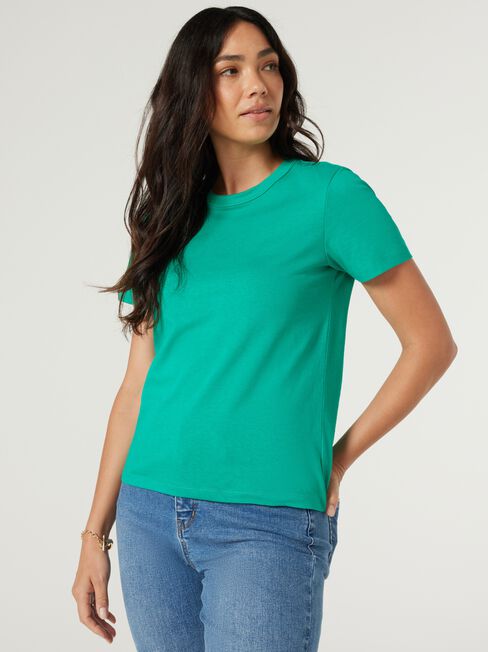 Classic Crew Neck Tee, Teal, hi-res