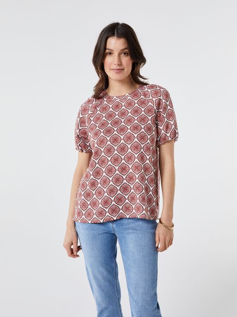 Waverly Raglan Puff Sleeve Top, Red, hi-res