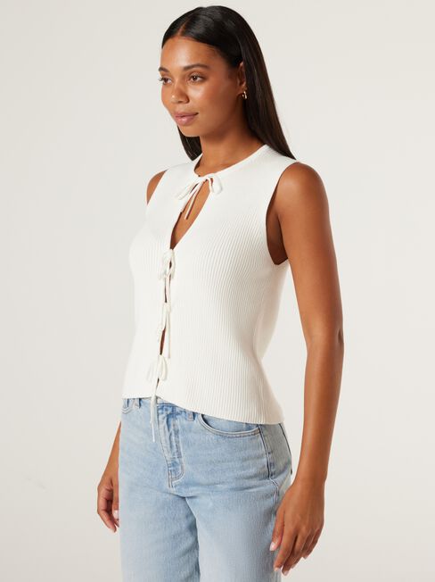 Tara Tie Front Vest, Sand, hi-res