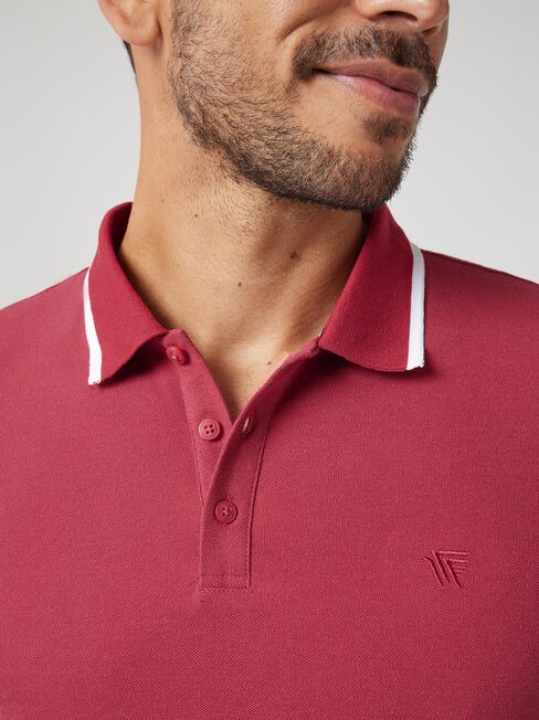 Nash Tipped Short Sleeve Polo, Red, hi-res