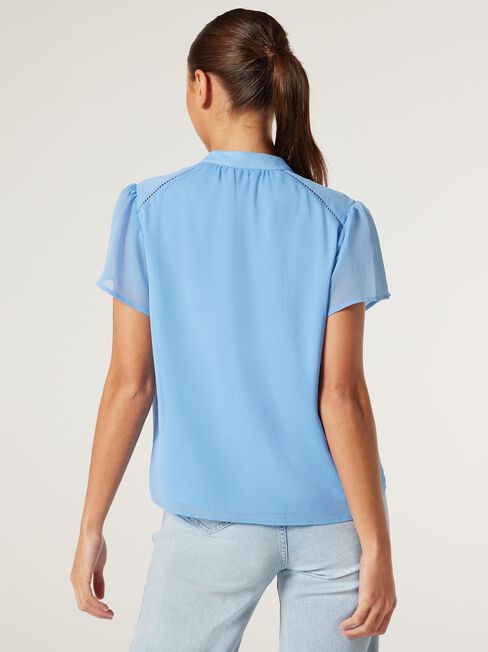 Cleo Button Front Top, Powder Blue, hi-res