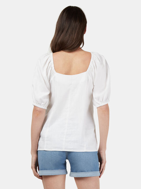Lucinda Square Neck Top, White, hi-res