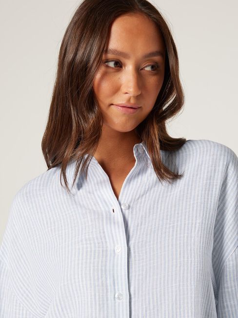 Roma Shirt, White/Blue Stripe, hi-res