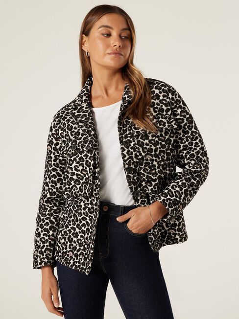 Shae Animal Print Shacket, Camel Leopard, hi-res