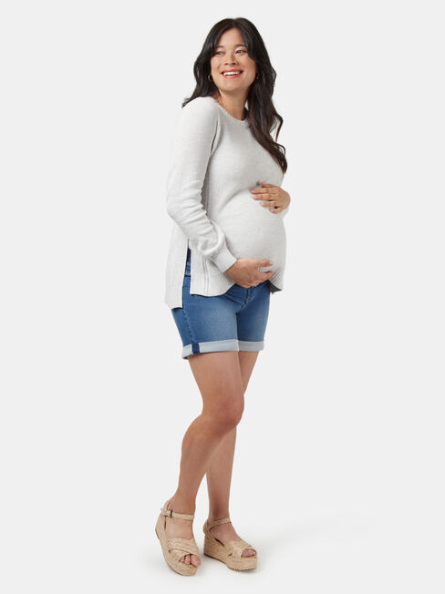 Emily Side Split Maternity Knit, Grey, hi-res
