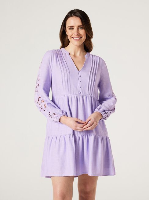 Anya Broderie Dress, lavender, hi-res