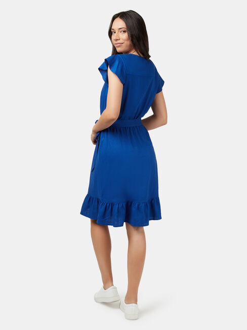 Arianna Wrap Front Dress, Blue, hi-res