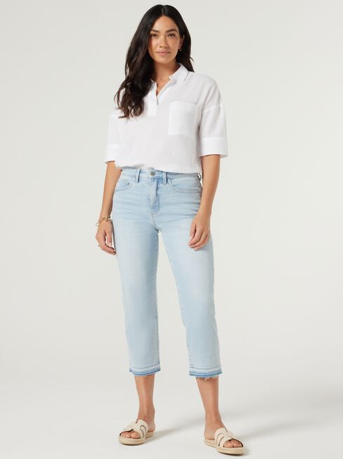 Cassie Textured Cotton Shirt, White, hi-res