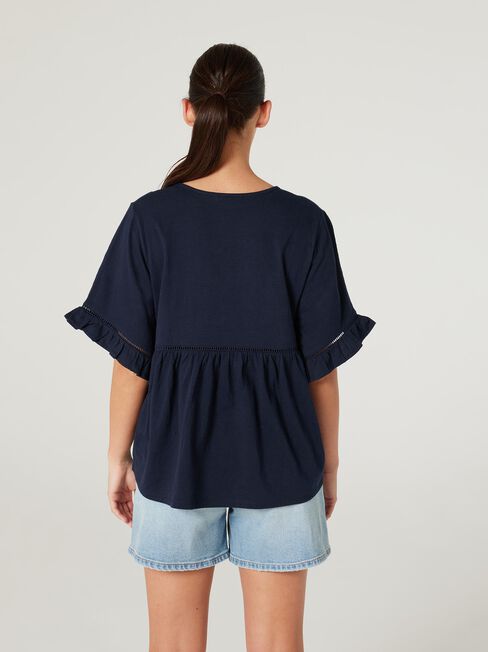 Lola Ruffle Jersey Top, Ink, hi-res