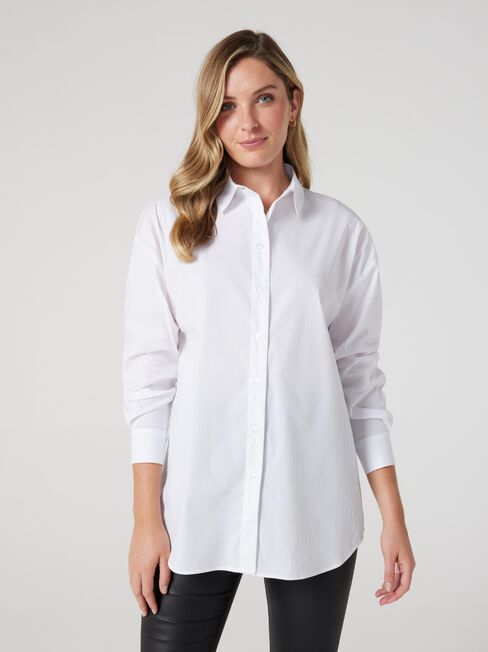 Selina Button Thru Shirt, White, hi-res