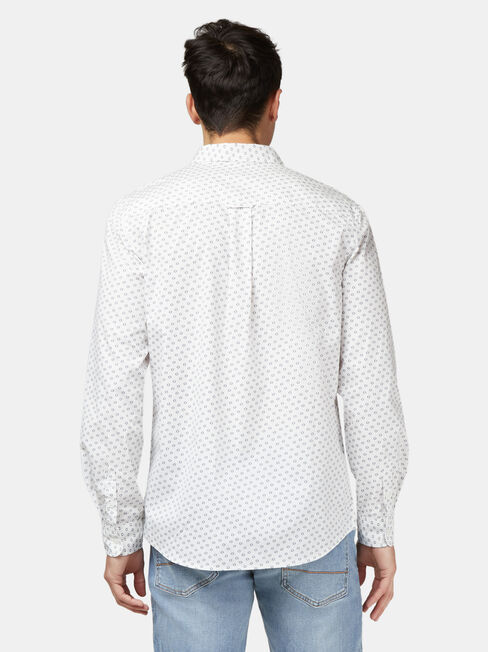Windsor Long Sleeve Print Shirt, White, hi-res
