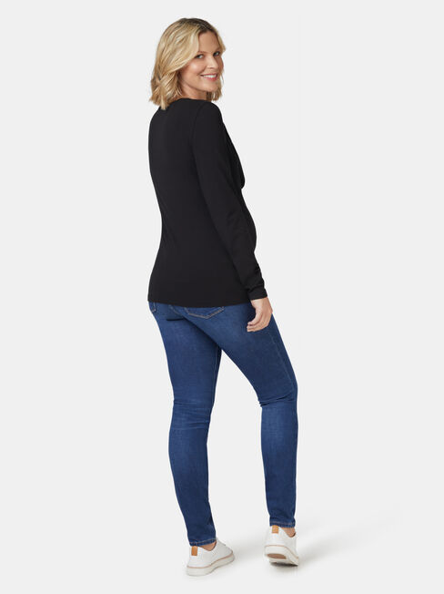 Natalie Maternity Long Sleeve Top, Black, hi-res