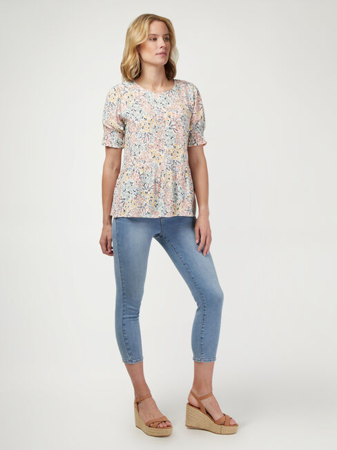 Peri Peplum Top, Floral, hi-res