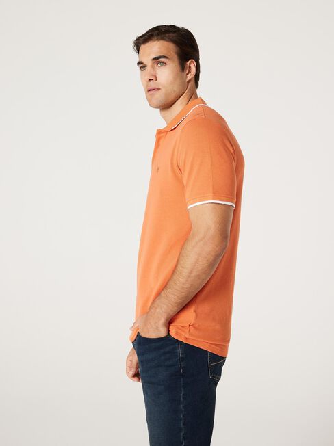Nash Tipped Short Sleeve Polo, Orange, hi-res