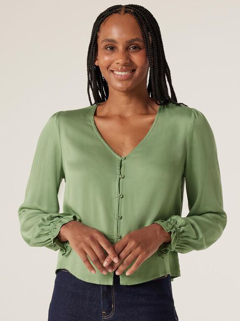 Ollie Button Front Top, Green, hi-res