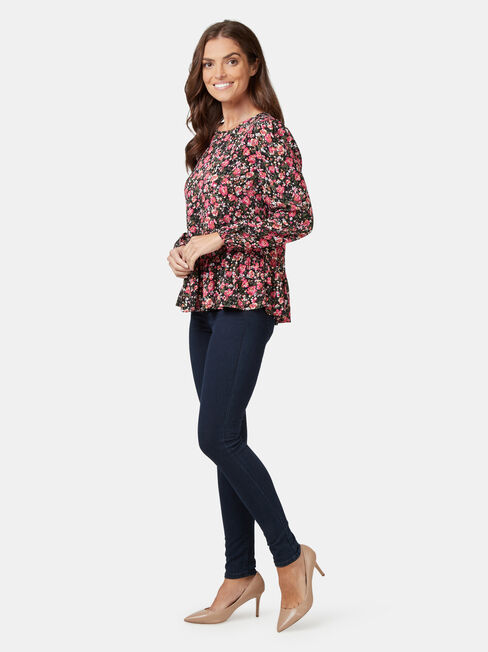 Penelope Peplum Hem Top, Floral, hi-res