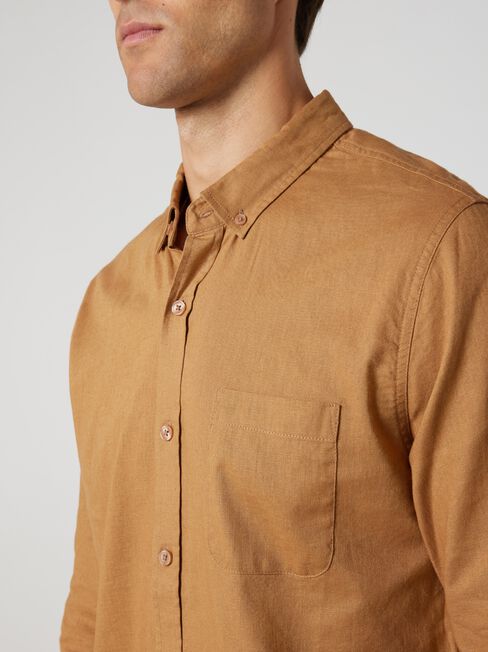 Brody Textured Long Sleeve Shirt, Tobacco, hi-res
