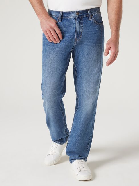 Straight Leg Jeans, Mid Indigo, hi-res