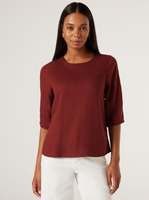 Carrie Blouson Sleeve Top, Brick, hi-res