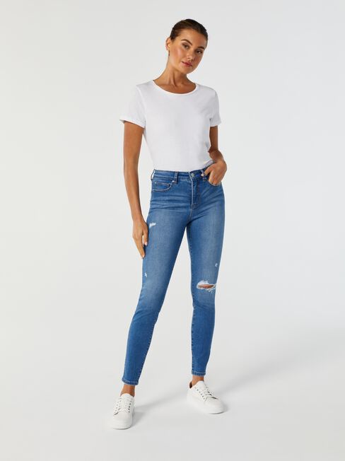 Cleo Mid Waisted Skinny 7/8 jeans, LightWash, hi-res