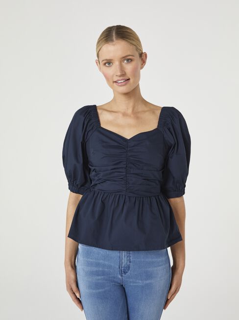 Pandora Gathered Top, Blue, hi-res