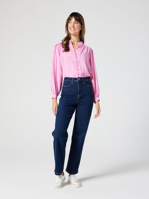Vicki Button Down Blouse, Candy Floss, hi-res