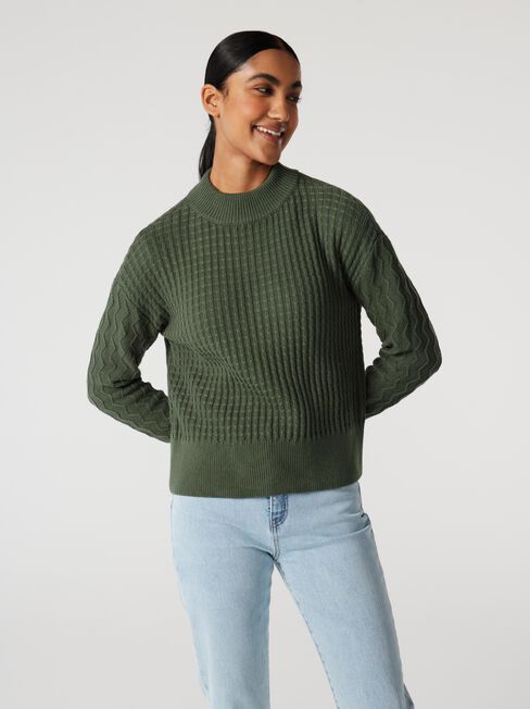 Scarlett Hatch Stitch Pullover, Thyme, hi-res