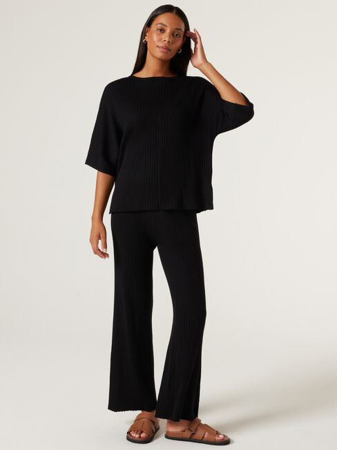 J-Luxe Chunky Rib Pant, Black, hi-res
