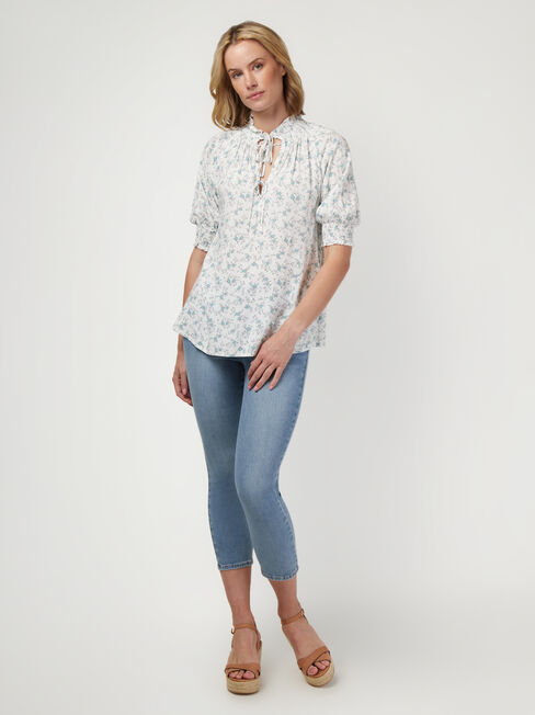 Tillie Tie Front Top, Floral, hi-res
