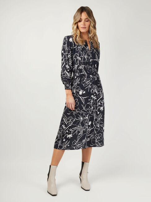 Sienna Shirred Waist Dress, Floral, hi-res