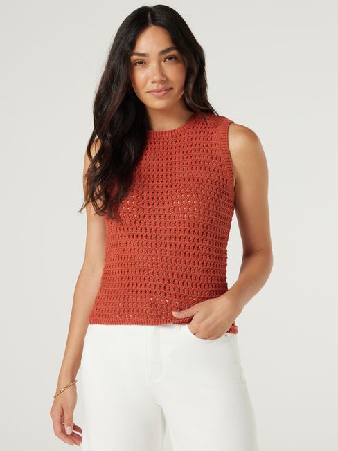 Lydia Knit Top, Papaya, hi-res