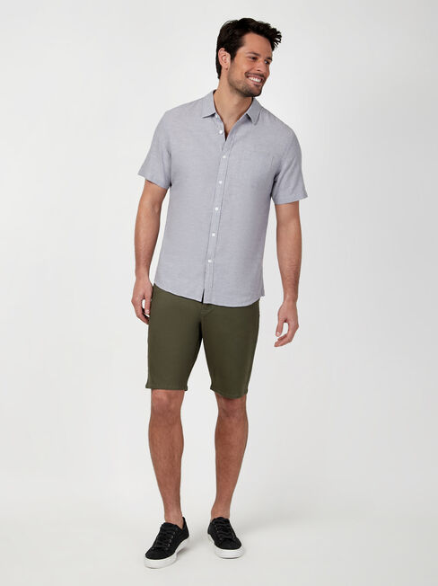 Wolf Textured Short Sleeve Shirt, Grey, hi-res